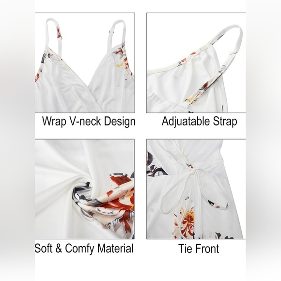 Arach&Cloz Women's Spaghetti Strap Sundress Wrap V Neck Casual Summer Dress NWOT - Picture 2 of 3